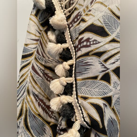 Alexis Seila Split-Neck Long-Sleeve Palm-Print Top size Medium - Picture 4 of 10